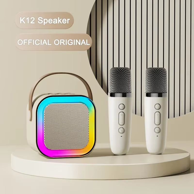 K12 Wireless Bluetooth Karaoke Microphone Speaker with Colorful Lights - Ideal for Lectures and Meetings