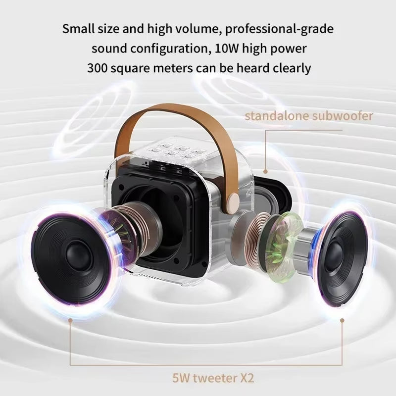 K12 Wireless Bluetooth Karaoke Microphone Speaker with Colorful Lights - Ideal for Lectures and Meetings