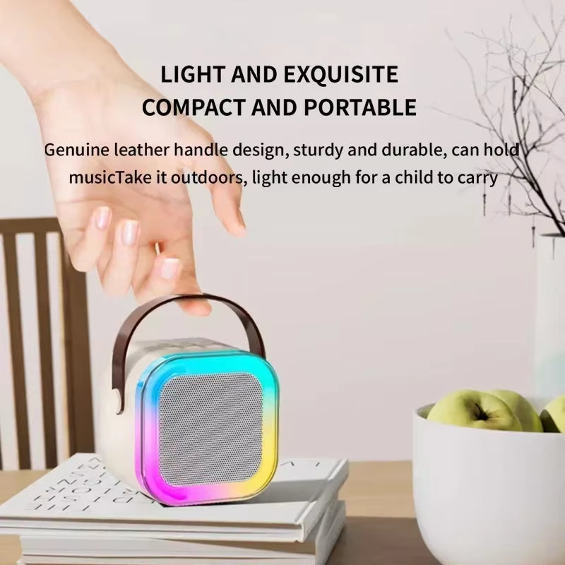 K12 Wireless Bluetooth Karaoke Microphone Speaker with Colorful Lights - Ideal for Lectures and Meetings