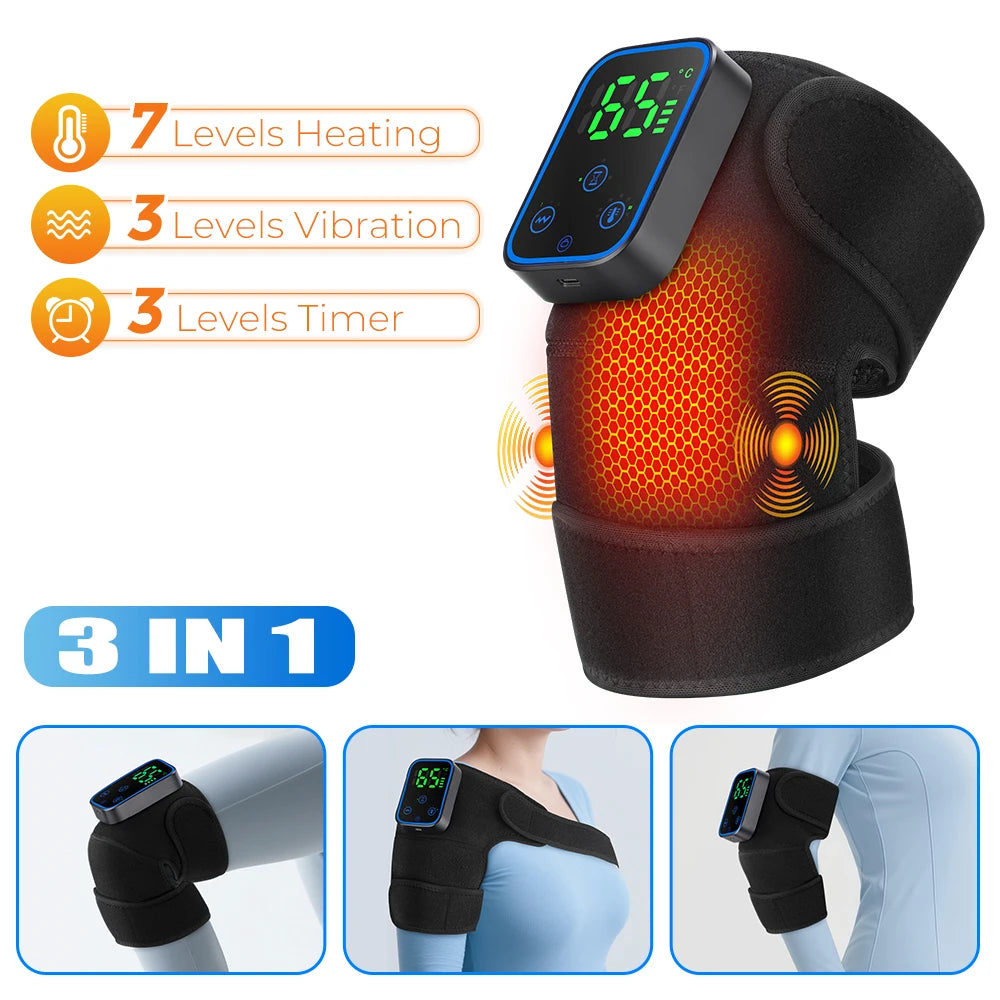 Detachable Wireless Electric Heating and Vibration Massager for Shoulders and Knees with APP Control and Adjustable Timer