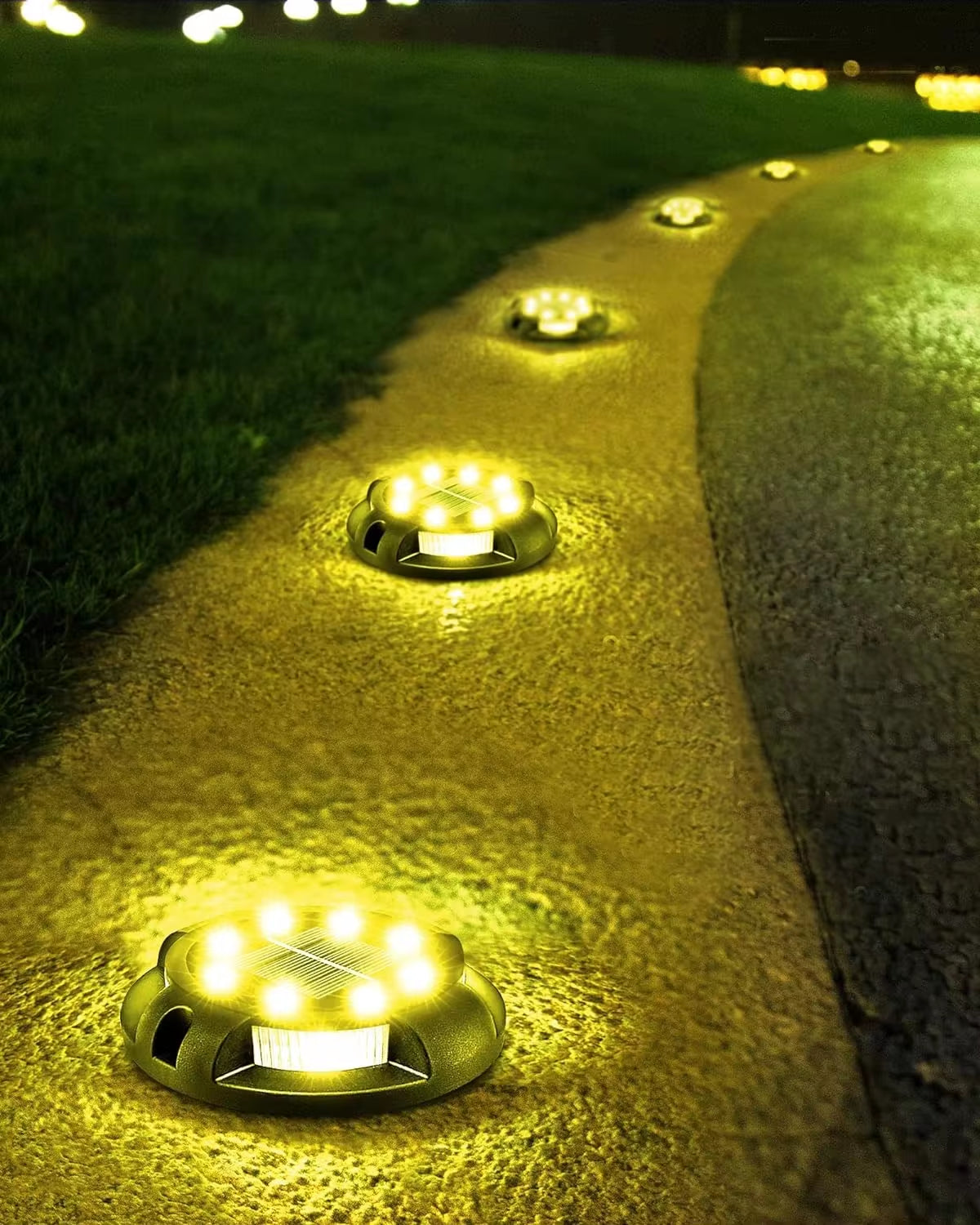 Illuminate Your Outdoors with Stunning Solar Ground Lights - 12 LED Waterproof Garden Disks for Pathways, Lawns, and Patios