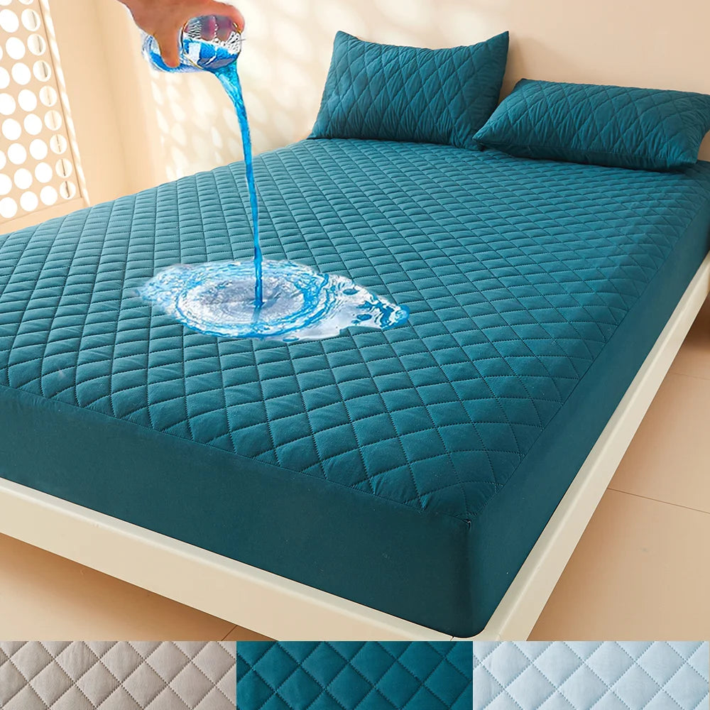 Premium 3D Air Fabric Waterproof Mattress Protector - Soft, Breathable, and Comfortable Fitted Bed Cover (No Pillowcase Included)