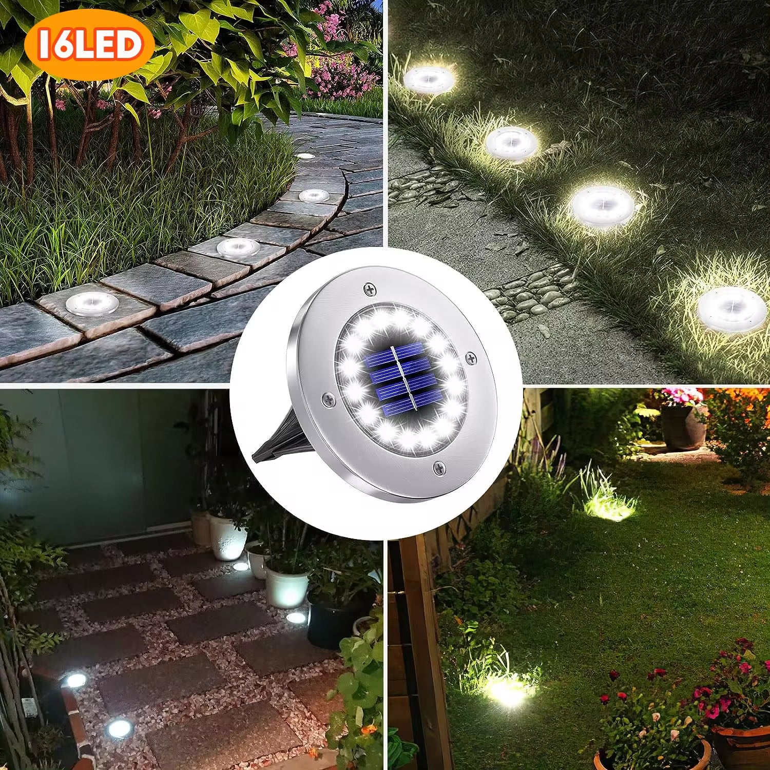 Illuminate Your Outdoors with Stunning Solar Ground Lights - 12 LED Waterproof Garden Disks for Pathways, Lawns, and Patios