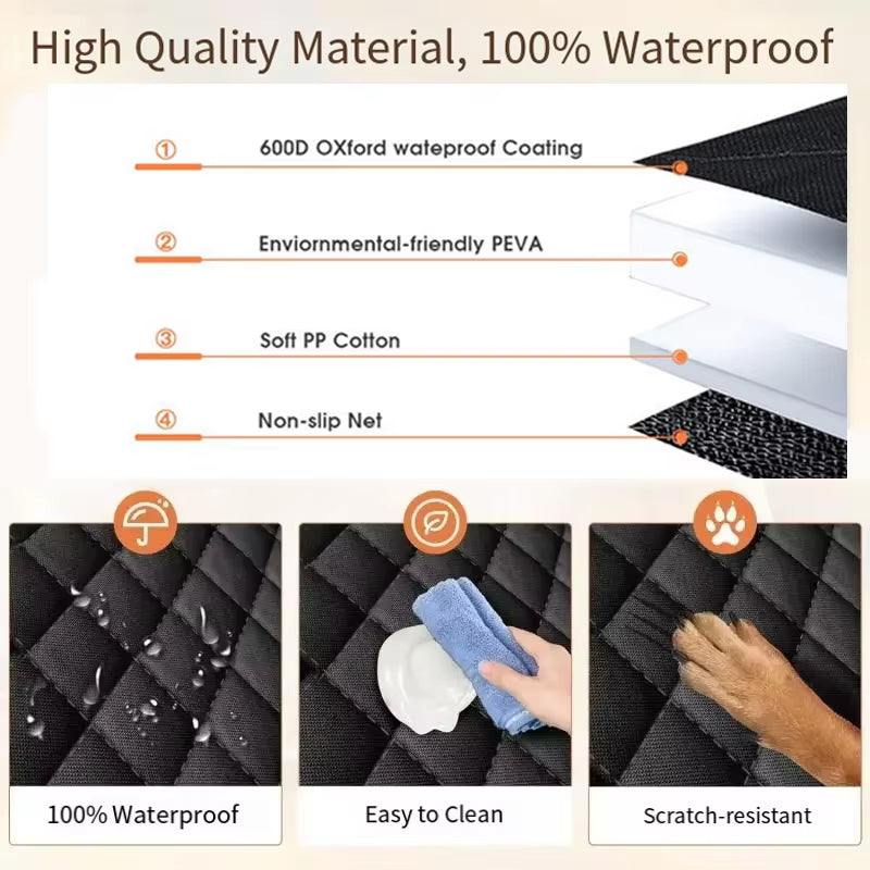 Premium Waterproof Car Pet Mat for Dogs and Cats - Durable Oxford Cloth Cushion with Hammock Design for Ultimate Protection