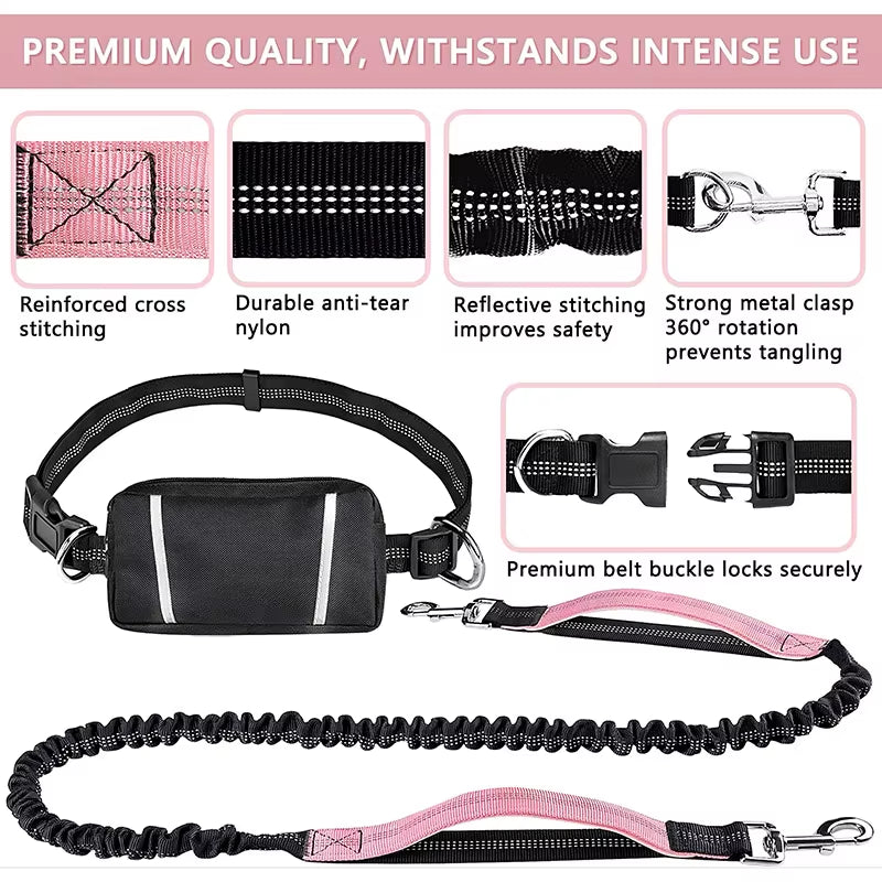 Adjustable Hands-Free Dog Leash for Comfortable Walking, Running, and Jogging - Ideal Pet Accessory with Waist Belt and Chest Strap