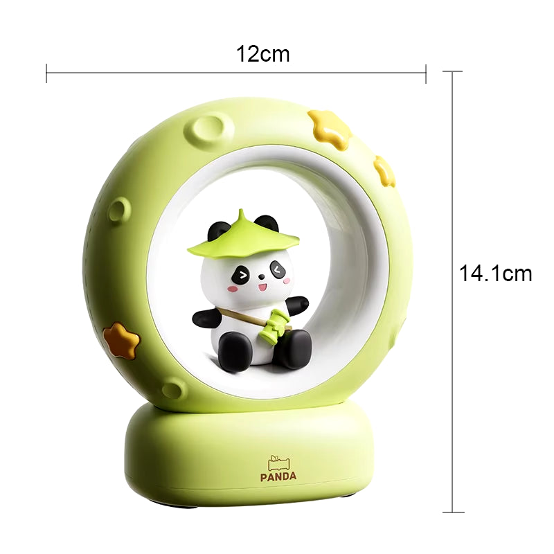 Charming LED Panda Astronaut Night Light - Rechargeable Silicone Bedside Lamp for Kids with Eye Protection