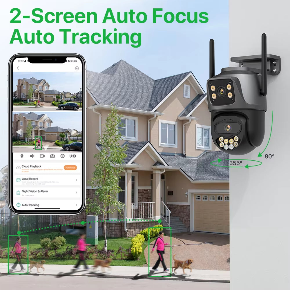 Advanced 4K 8MP Dual Lens Outdoor IP Camera with Auto Tracking and Night Vision for Enhanced Security