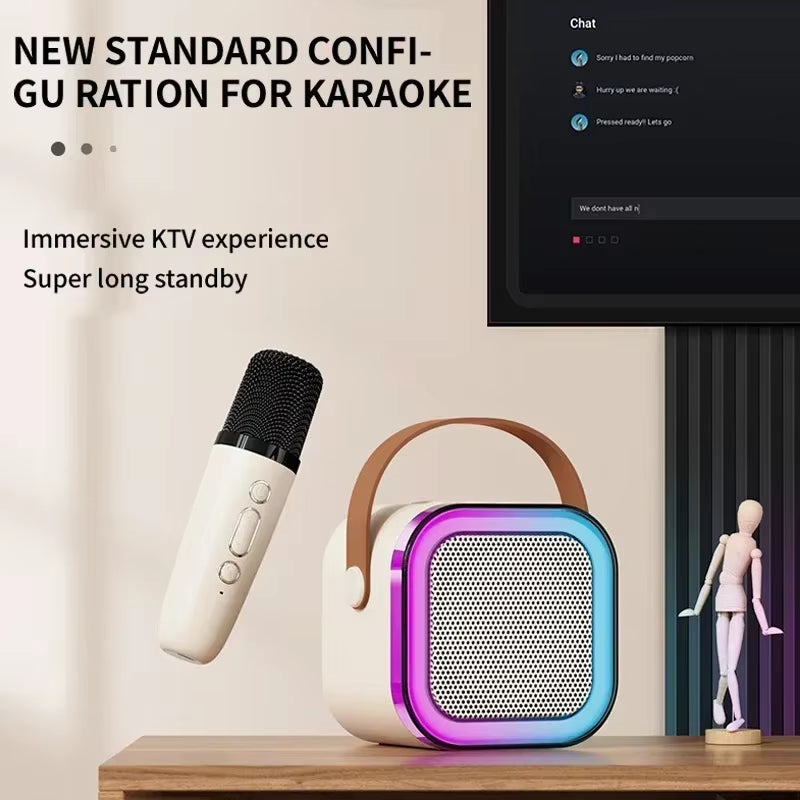 K12 Wireless Bluetooth Karaoke Microphone Speaker with Colorful Lights - Ideal for Lectures and Meetings