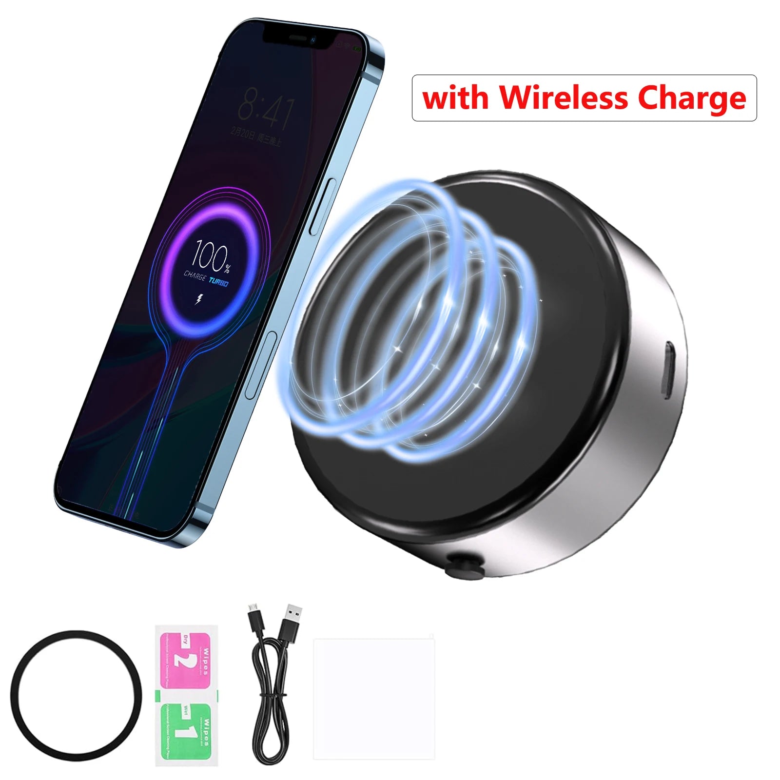 Vacuum Adsorption Suction Cup Car Phone Holder - Magnetic 360° Rotating Adjustable Stand for 4.7-inch Smartphones