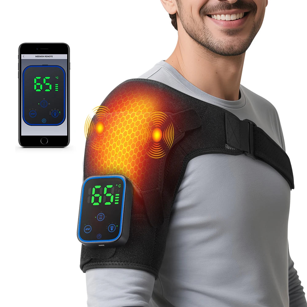 Detachable Wireless Electric Heating and Vibration Massager for Shoulders and Knees with APP Control and Adjustable Timer