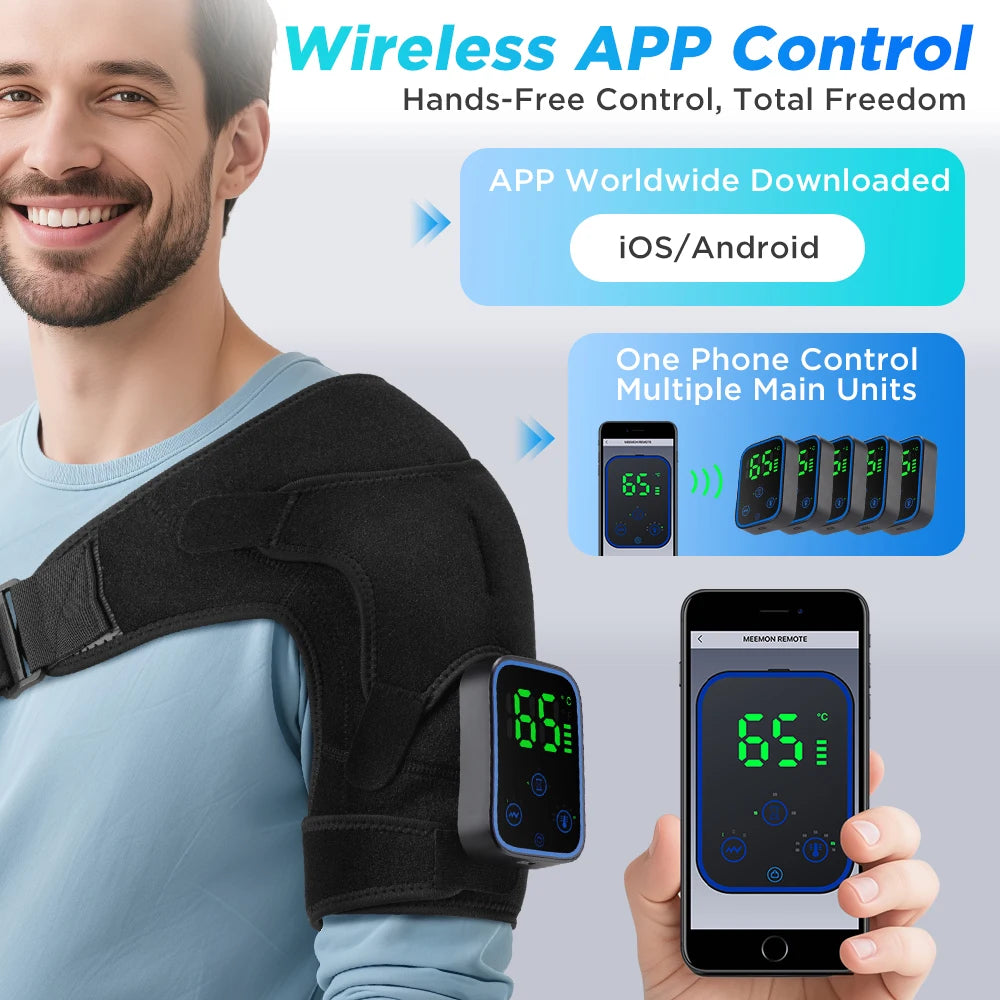 Detachable Wireless Electric Heating and Vibration Massager for Shoulders and Knees with APP Control and Adjustable Timer