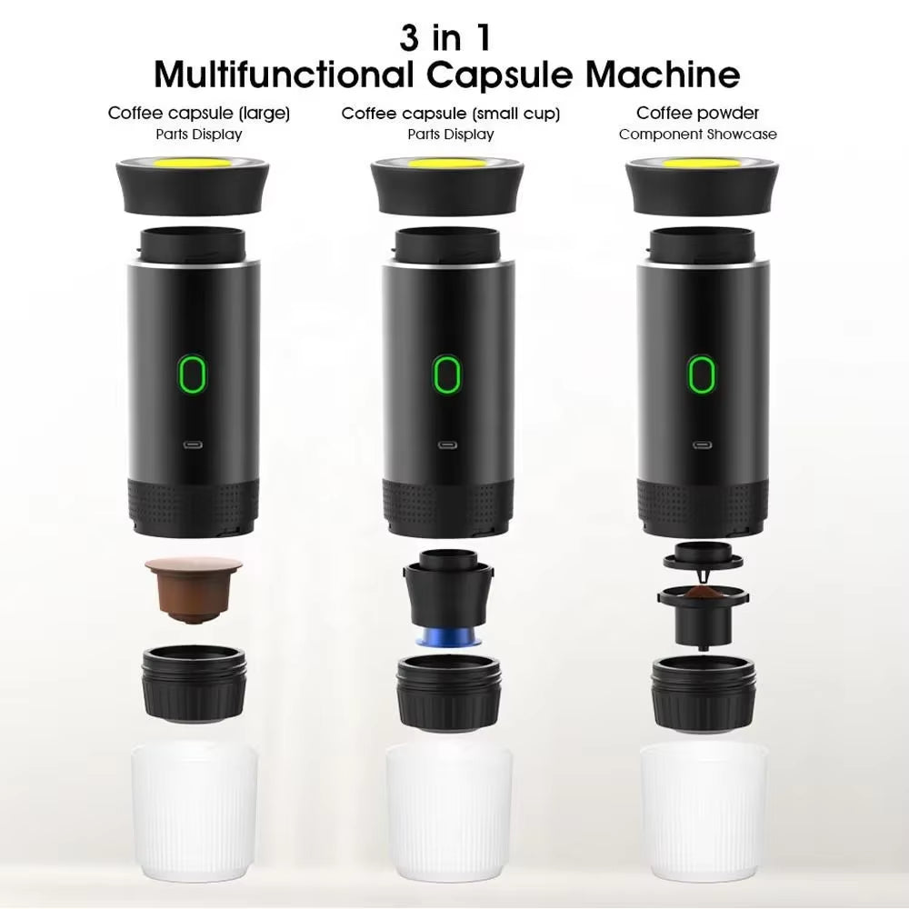 Wireless Electric Portable 3-in-1 Espresso Coffee Maker for Car and Home - Ideal for Camping and Travel