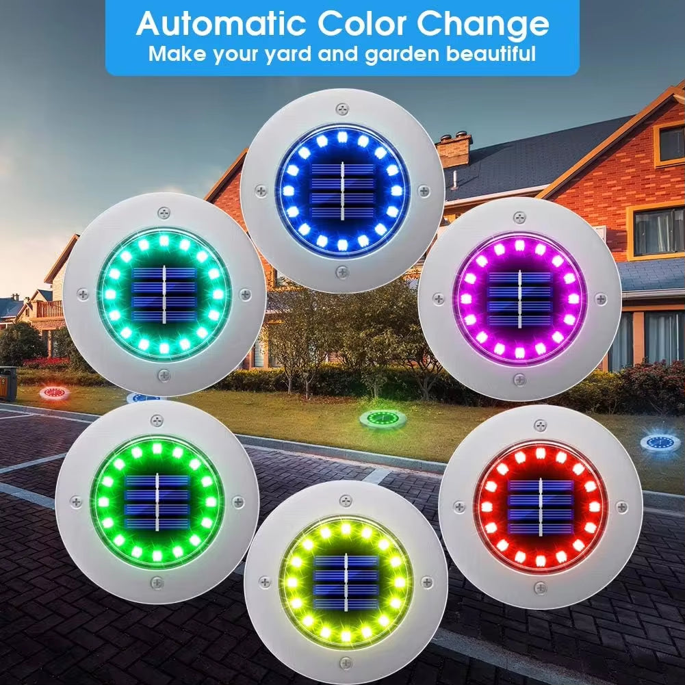 Illuminate Your Outdoors with Stunning Solar Ground Lights - 12 LED Waterproof Garden Disks for Pathways, Lawns, and Patios