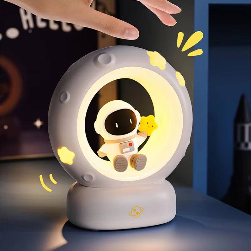 Charming LED Panda Astronaut Night Light - Rechargeable Silicone Bedside Lamp for Kids with Eye Protection