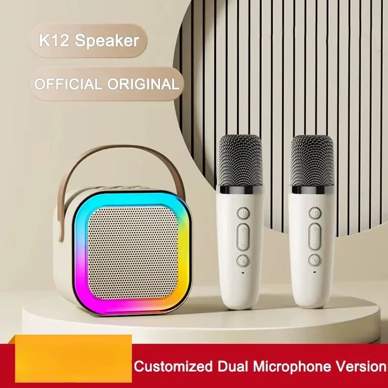 K12 Wireless Bluetooth Karaoke Microphone Speaker with Colorful Lights - Ideal for Lectures and Meetings