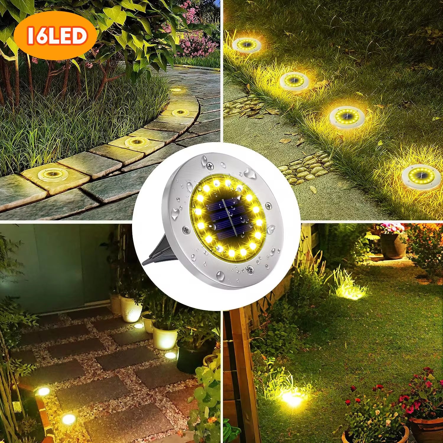 Illuminate Your Outdoors with Stunning Solar Ground Lights - 12 LED Waterproof Garden Disks for Pathways, Lawns, and Patios
