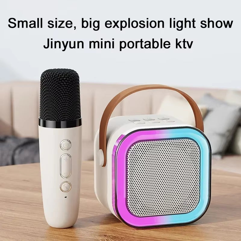 K12 Wireless Bluetooth Karaoke Microphone Speaker with Colorful Lights - Ideal for Lectures and Meetings
