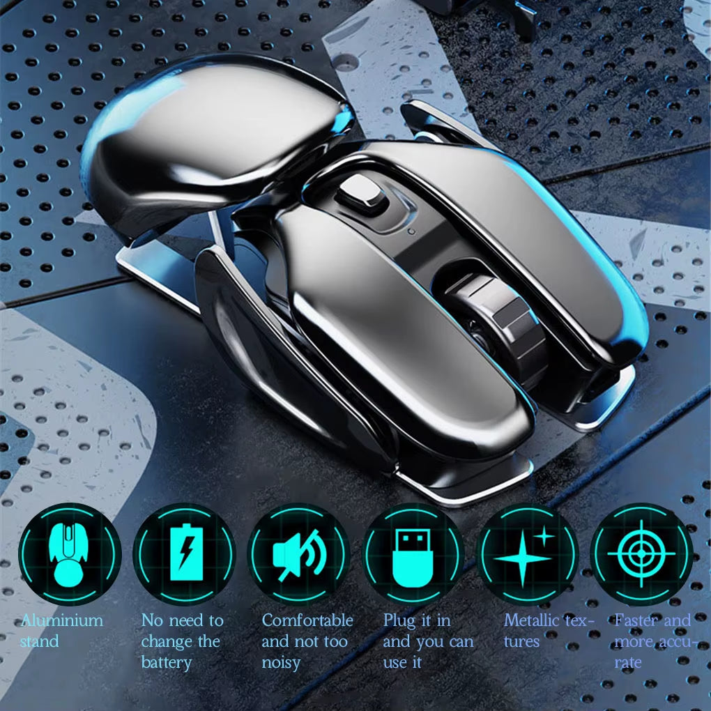 PX2 Premium Metal 2.4G Wireless Mute Mouse - 1600DPI Precision with 6 Buttons for PC, Laptop, and Gaming - Lightweight Aluminum Design for Home and Office Use