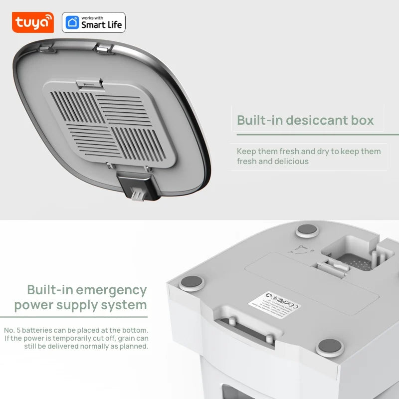 Smart Wi-Fi Automatic Cat Feeder for Two Pets - 4L Capacity with App Control, Dual Stainless Steel Bowls, and Low Food Alarm