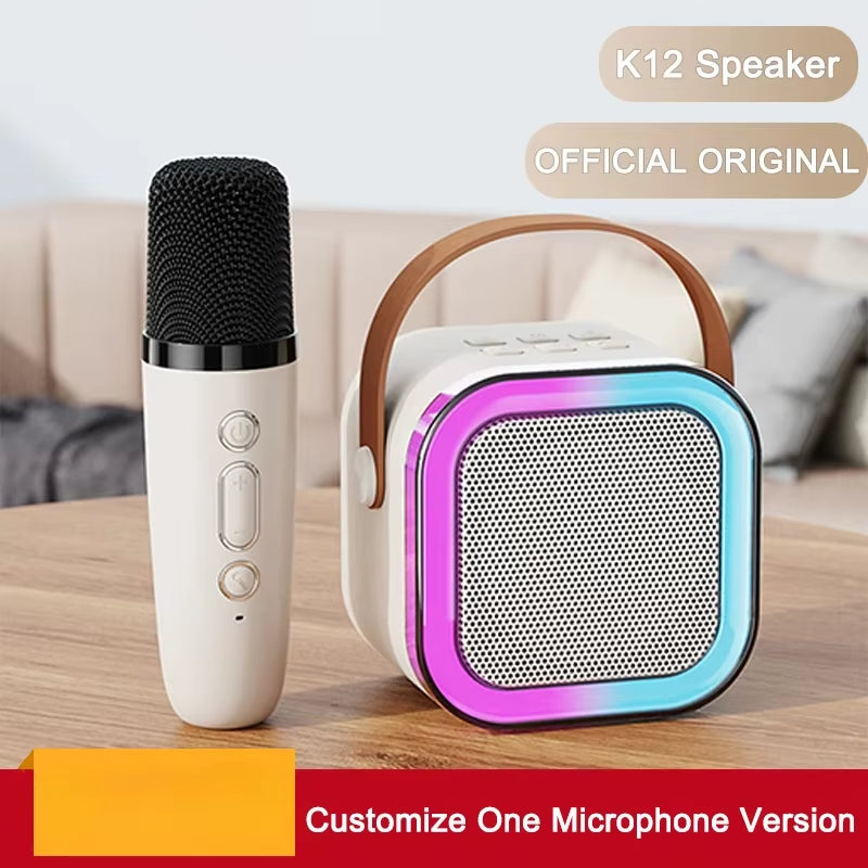 K12 Wireless Bluetooth Karaoke Microphone Speaker with Colorful Lights - Ideal for Lectures and Meetings