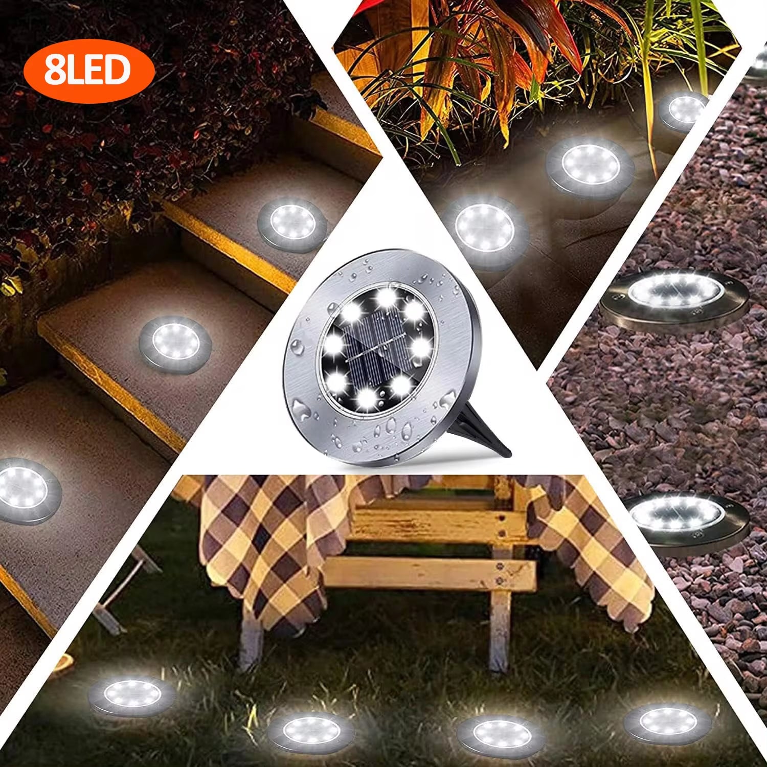 Illuminate Your Outdoors with Stunning Solar Ground Lights - 12 LED Waterproof Garden Disks for Pathways, Lawns, and Patios