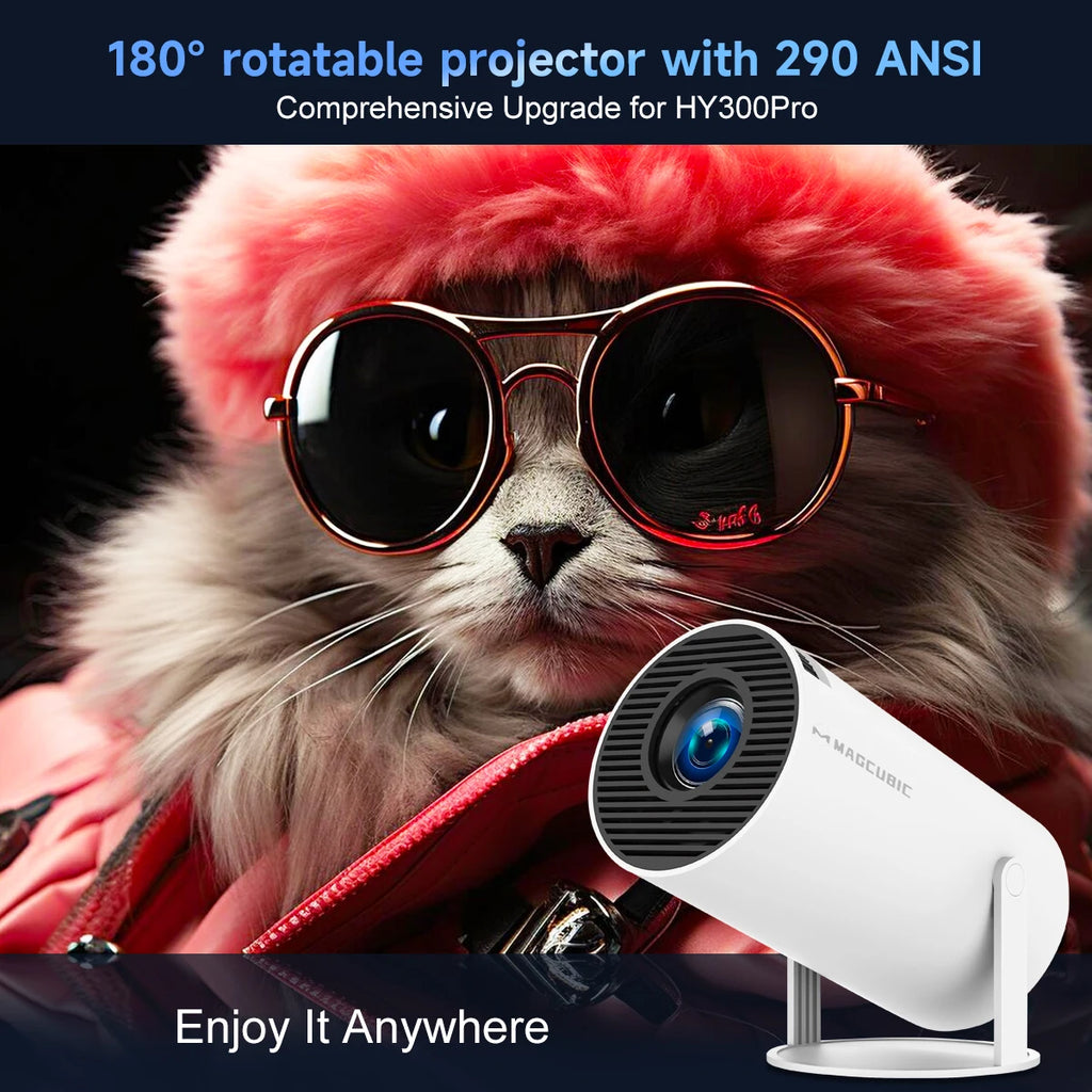 Experience Cinematic Brilliance with the HY300 Pro 4K Android Projector - Dual Wifi6, 290 ANSI, and Portable Design
