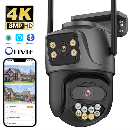 Advanced 4K 8MP Dual Lens Outdoor IP Camera with Auto Tracking and Night Vision for Enhanced Security