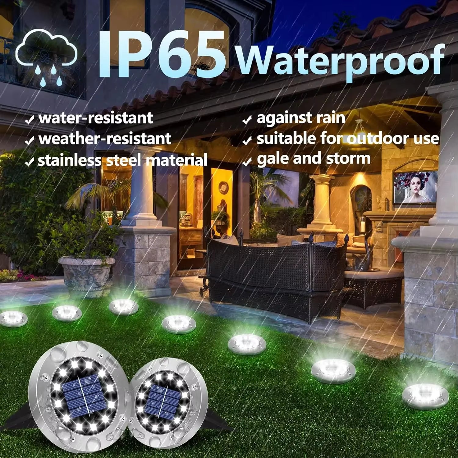 Illuminate Your Outdoors with Stunning Solar Ground Lights - 12 LED Waterproof Garden Disks for Pathways, Lawns, and Patios